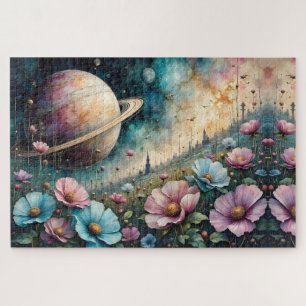 Futuristische Cosmos-Blume und Weltraum Puzzle