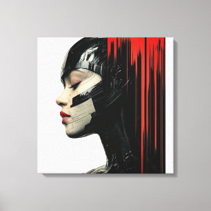 Futuristische Cyber-Frau - Sci-Fi Art Design Leinwanddruck