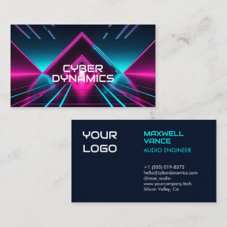 Futuristische Cyber-Tech-Neon-Synthwave-DJ Visitenkarte