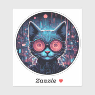 Futuristische Cyberkatze Aufkleber