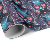 Futuristische Cyberkatze Geschenkpapier (Rolleneckpunkt)
