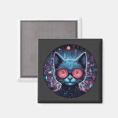 Futuristische Cyberkatze Magnet (Vorderseite/Rückseite)