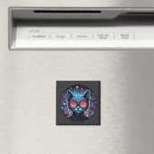 Futuristische Cyberkatze Magnet (In Situ (Geschirrspüler))