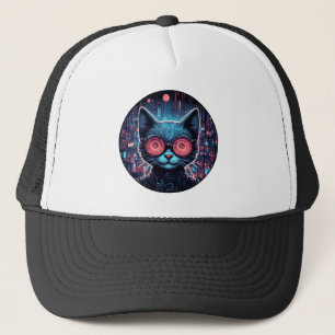 Futuristische Cyberkatze Truckerkappe