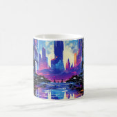 Futuristische Cyberpunk City Skyline Kaffeetasse (Mittel)