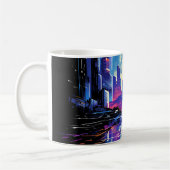 Futuristische Cyberpunk City Skyline Kaffeetasse (Links)