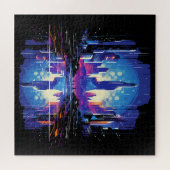 Futuristische Cyberpunk City Skyline Puzzle (Horizontal)
