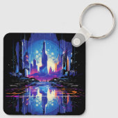 Futuristische Cyberpunk City Skyline Schlüsselanhänger (Rückseite)