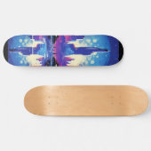 Futuristische Cyberpunk City Skyline Skateboard (Horizontal)