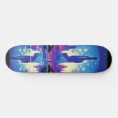 Futuristische Cyberpunk City Skyline Skateboard (Horizontal)
