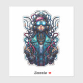 Futuristische Cyberpunk Techno Girl Sticker (Blatt)