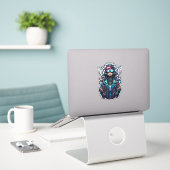 Futuristische Cyberpunk Techno Girl Sticker (Laptop auf Schreibtisch)