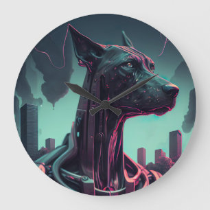 Futuristische Dogge Der Roboterbegleiter Große Wanduhr