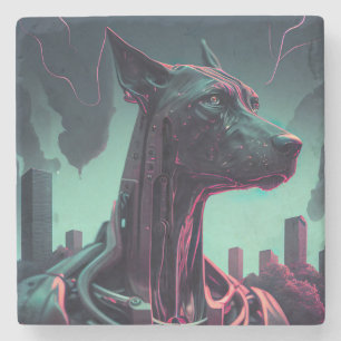 Futuristische Dogge Der Roboterbegleiter Steinuntersetzer
