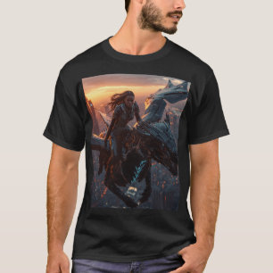 Futuristische Drachenritter-Kunst T-Shirt
