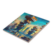 Futuristische Dystopische Stadt, AI-Generierte Mal Fliese (Seite)