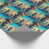 Futuristische Dystopische Stadt, AI-Generierte Mal Geschenkpapier (Ecke)