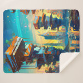 Futuristische Dystopische Stadt, AI-Generierte Mal Sherpadecke (Vorderseite (Horizontal))