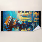 Futuristische Dystopische Stadt, AI-Generierte Mal Strandtuch (Vorderseite)