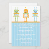 Futuristische Einladung eines Roboters zum Geburts (Vorne/Hinten)