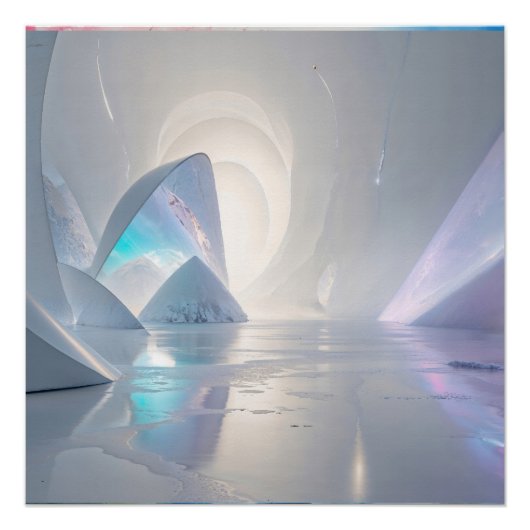 Futuristische Eishöhle Surreal Dreamlike Fantasy L Poster (Vorderseite)