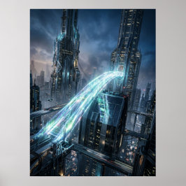 Futuristische Energiebrücke Stadt Kunst Poster
