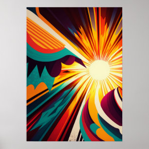 Futuristische Erde und Sonnenstrahlen Retro 6 Poster