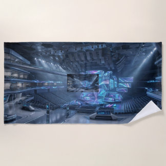 Futuristische Esports-Arena-Spielhintergrund. Strandtuch