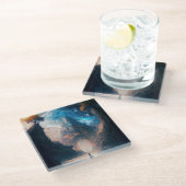 Futuristische Fantasy Burg Landschaftsbild Unterse Glasuntersetzer (Schrägansicht)