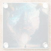 Futuristische Fantasy Burg Landschaftsbild Unterse Glasuntersetzer (Rückseite)