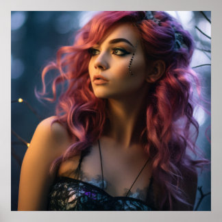 Futuristische Fantasy Fairy Girl Poster