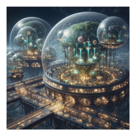 Futuristische Fantasy Pflanze Bio Domes Fotodruck (Vorne)