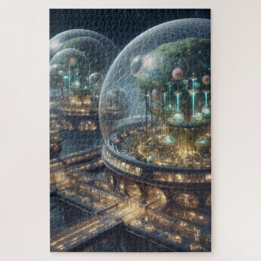 Futuristische Fantasy Pflanze Bio Domes Puzzle (Vertikal)
