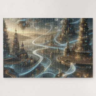 Futuristische Fantasy Space City Streams Puzzle