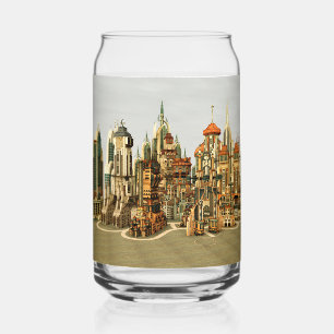 Futuristische Fantasy-Stadt Sci-Fi-Skyline-Kunst Dosenglas