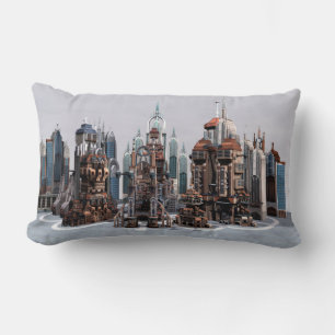 Futuristische Fantasy-Stadt Sci-Fi-Skyline-Kunst Lendenkissen