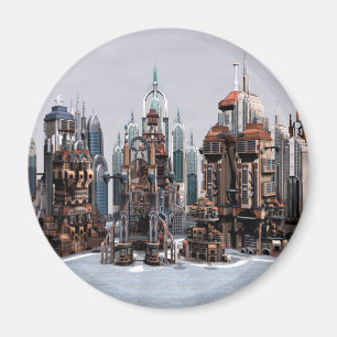 Futuristische Fantasy-Stadt Sci-Fi-Skyline-Kunst Magnet