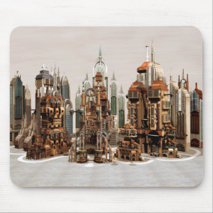 Futuristische Fantasy-Stadt Sci-Fi-Skyline-Kunst Mousepad