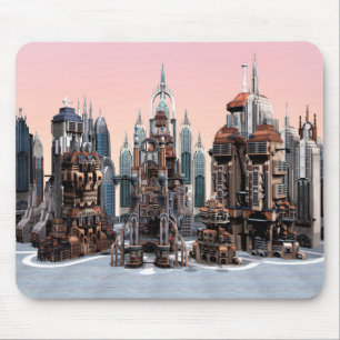 Futuristische Fantasy-Stadt Sci-Fi-Skyline-Kunst Mousepad