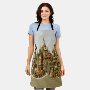 Futuristische Fantasy-Stadt Sci-Fi-Skyline-Kunst Schürze