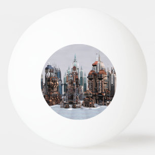 Futuristische Fantasy-Stadt Sci-Fi-Skyline-Kunst Tischtennisball