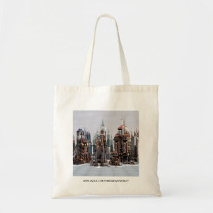 Futuristische Fantasy-Stadt Sci-Fi-Skyline-Kunst Tragetasche