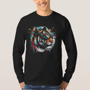 Futuristische farbenfrohe Graffiti Tigergesicht mi T-Shirt