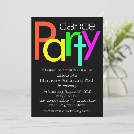 Futuristische Fun 12x18 Dance Party Einladung (Stehend Vorderseite)