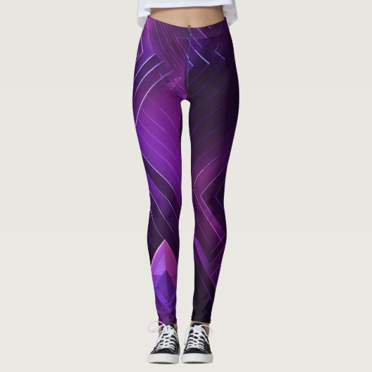 Futuristische geometrische Legierung in Lila- und Leggings (Vorderseite)