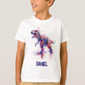 Futuristische Glitch T-Rex Dinosaurier mit Kindern T-Shirt (Vorderseite)