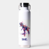Futuristische Glitch T-Rex Dinosaurier mit Kindern Trinkflasche (Vorne)