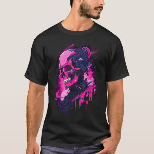 Futuristische GlitchRobot Skull Cyberpunk Vaporwav T-Shirt