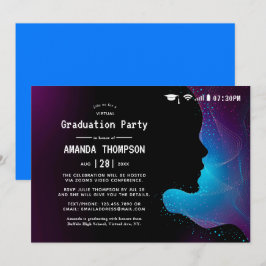 Futuristische Glow Virtual Graduation Party Einladung