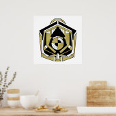 Futuristische Gold Black Geometric Cybernetic Abst Poster (Küche)